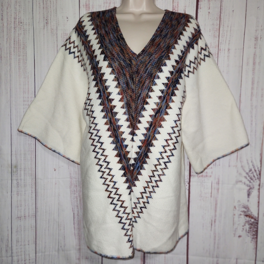 Vintage White Boho Oversized Tunic Pullover Sweater L/XL